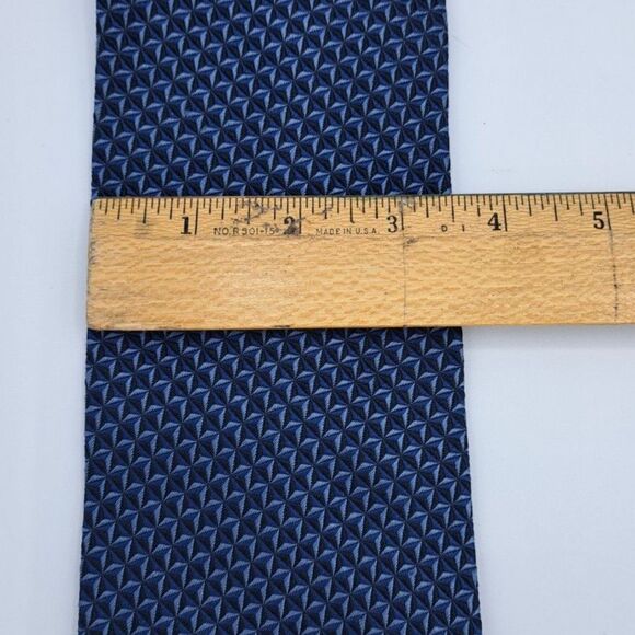 Ermenegildo Zegna 100% Silk Necktie Luxury Blue Geometric Pattern Italy Long - Picture 6 of 8